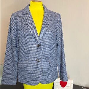 Talbots Blue and Black Checkered Blazer